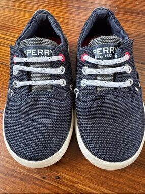 Sperry Kids Navy Mesh Slip-On Sneakers with White Laces